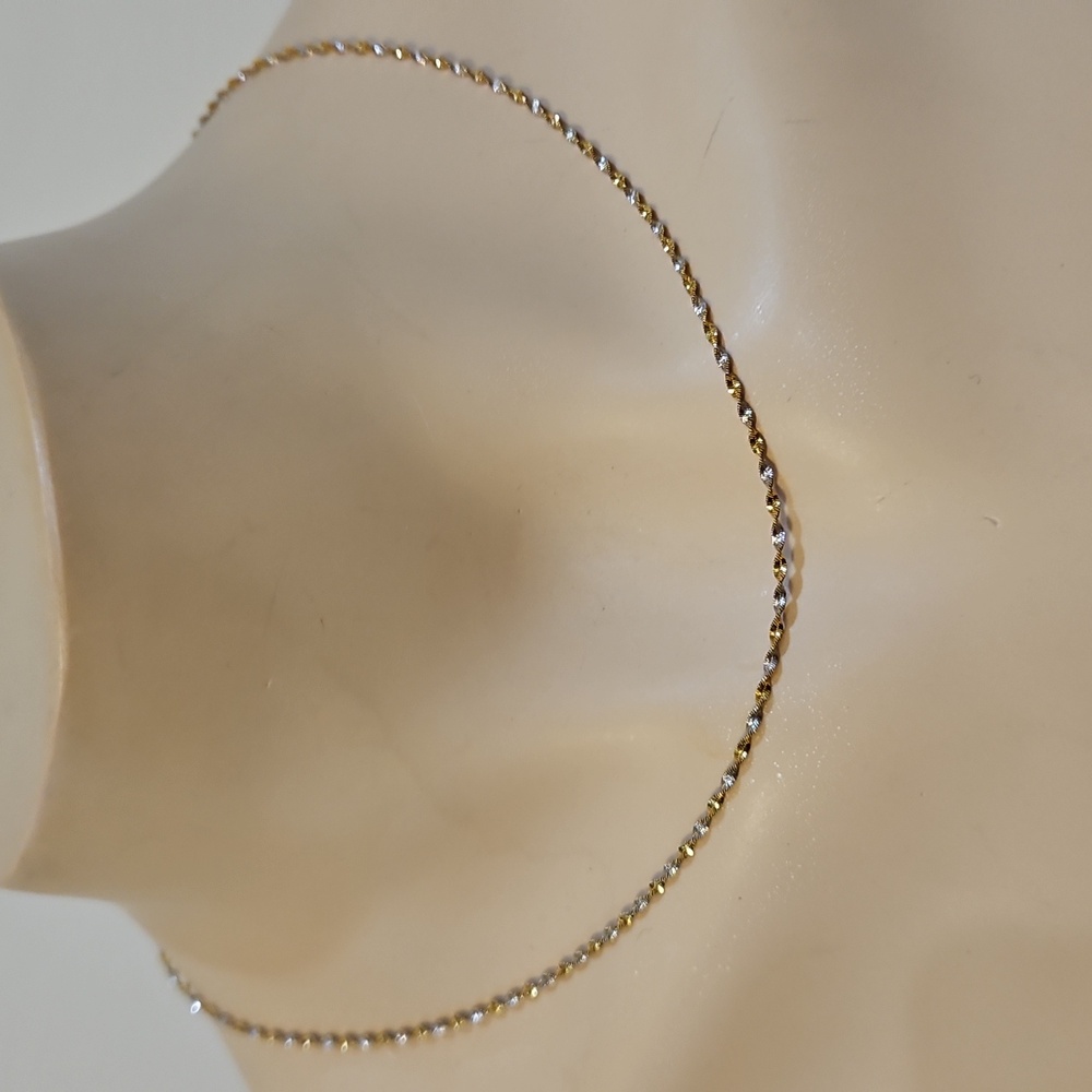 Vintage | Italian 14K Gold & White Gold Twist Necklace
